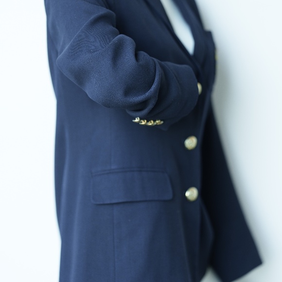 RALPH LAUREN Vintage Wool Blazer, Navy blue Gold Crown Crest, Size 4 P / 2 R - Picture 4 of 11